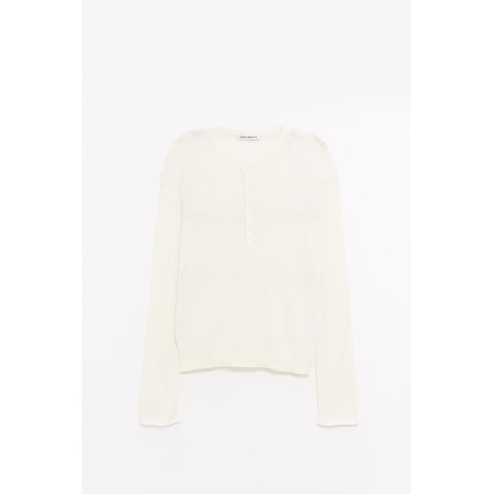 OUR LEGACY IVORY COTTON CREPE FINE HENLEY T SHIRT